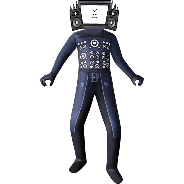 Skibidi Toilet TV Man Jumpsuit Cosplay Halloween Kostyme for Barn Ultrasound Man Adults 170