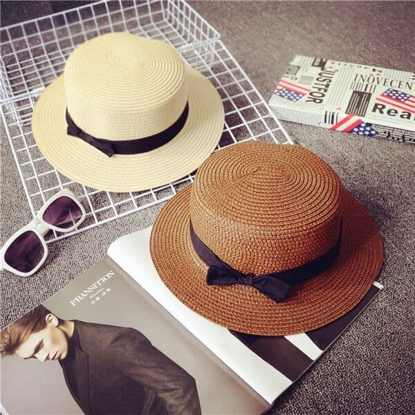 Kvinnor Bred Brätte Straw Panama Sun Hat Khaki