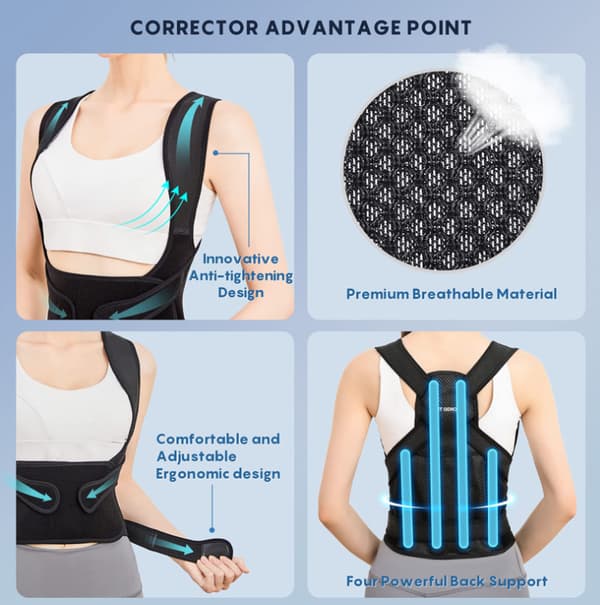 Rygstøtte Posture Corrector til Kvinder og Mænd M