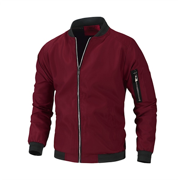 Miesten Bomber-takki Varsity Flight Jacket Dark Red L