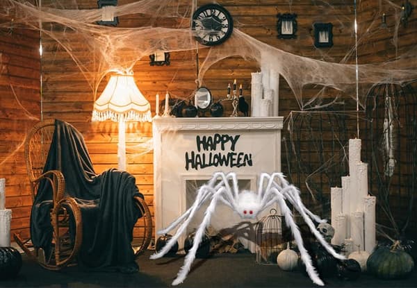 59” Halloween Hårig Spindel Utomhus Dekorationer White