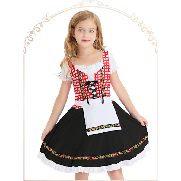 Tysk Oktoberfestdräkt för flickor Dirndlklänningar Black M