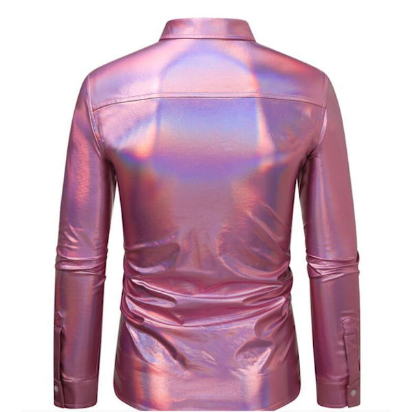 Hvit skjorte for menn med lang erme og smal passform Pink XL