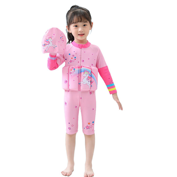 Flytedrakt for baby og barn, flytende badedrakt i ett stykke Pink 3 M