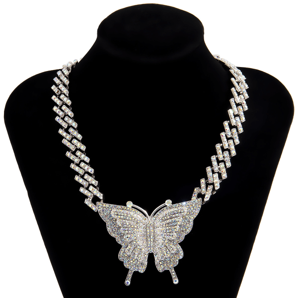 Crystal Butterfly Halsband Butterfly Rhinestone Halsband Colorful