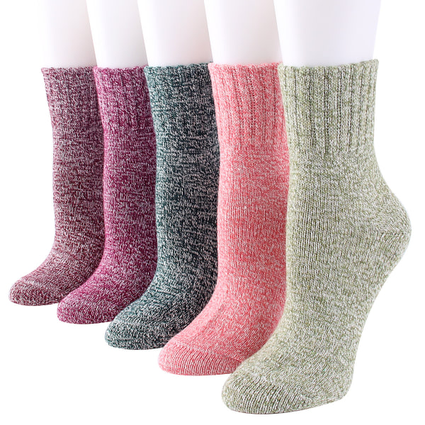 5 Par Woolsokker, Tykke Vinteråndbare Crew Sokker Set 4