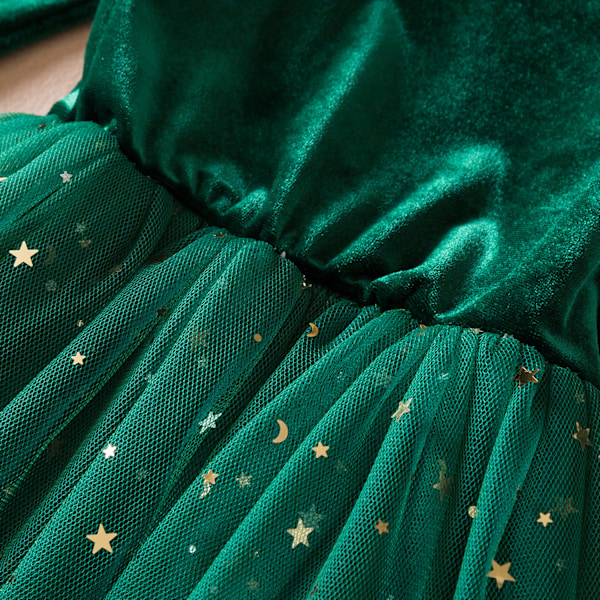 Tutu-klänning i sammet för små flickor, långärmad med volanger Green 100CM