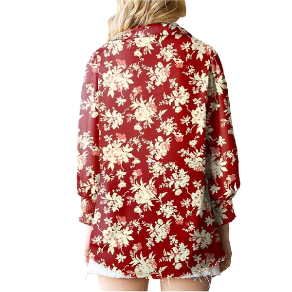 Dame Bluser med Knapper, Trykt Lanterneærmer, Langærmet, Afslappet Top Color 5 M
