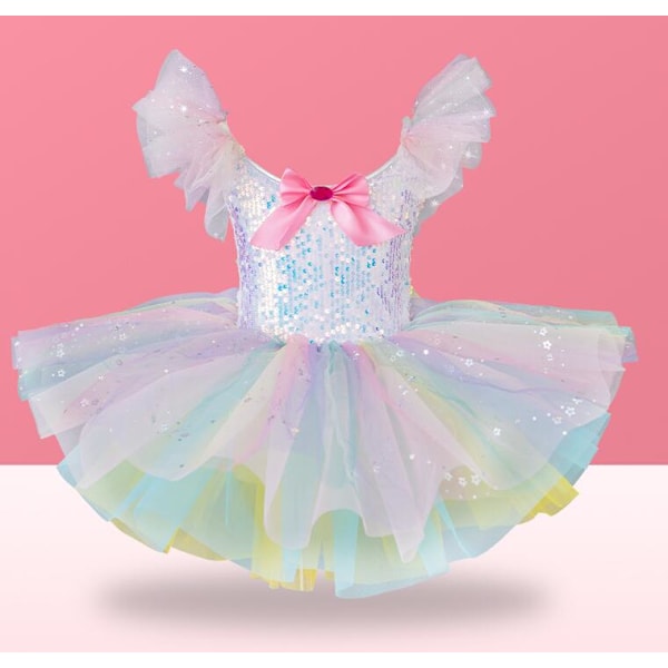 Barnens Ballroom Kläder Sekvenserade Tutu Klänningar Pink 130