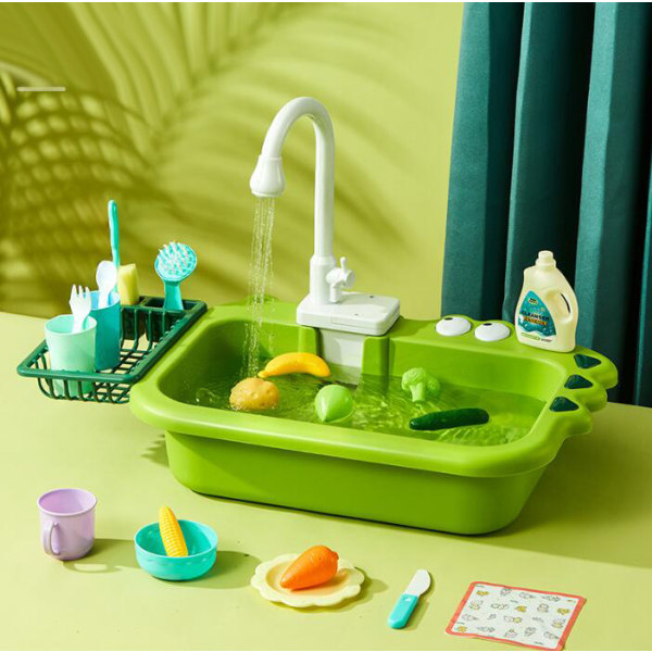 Diskbänk Play Set Diskmaskin Leksaker för barn green