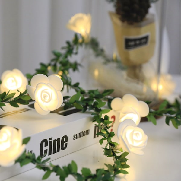Christmas Rose Flower Vine LED String Lights 6m 40 light