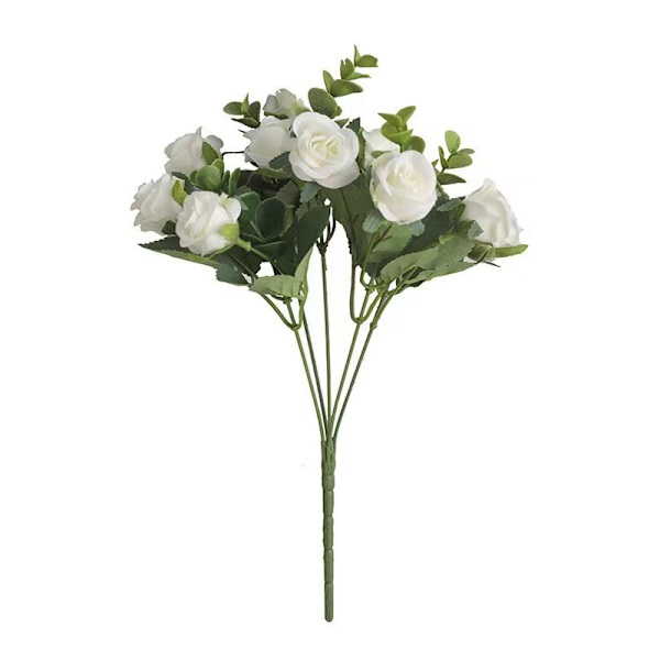 Simulering Rose 5 Branch Artificiell Rose Flower White