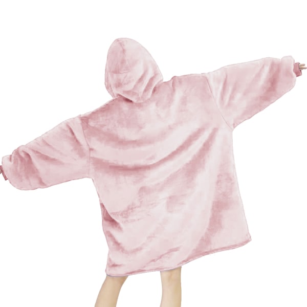 Oversized hoodie filt, bärbar filt hoodie pink
