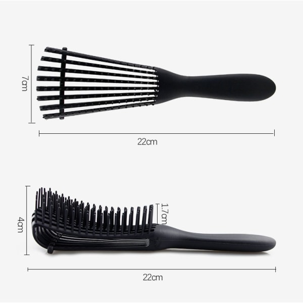 Tangle Brush, Bredtandskam til Mænd og Kvinder, Vådt og Tørt Hår Black