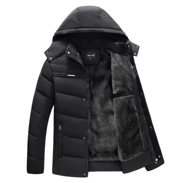 Mænds Hættetrøje Vinterjakke med Aftagelig Black 2XL