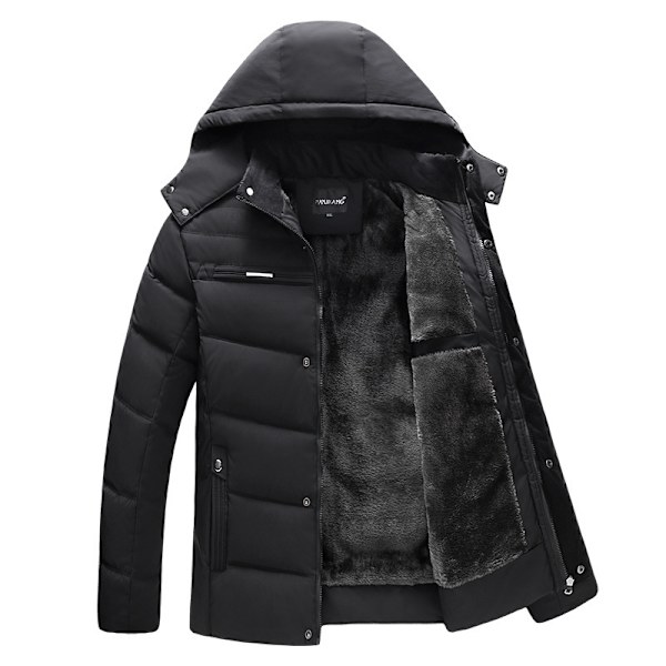 Vinterjakke for menn med avtakbar hette Black 4XL