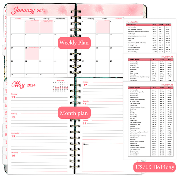 2024 Planner, Spiral Planner Notebook Style 3