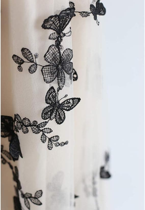 Dame Sort 3D Posy Dobbeltlags Mesh Midi Skørt Apricot XL