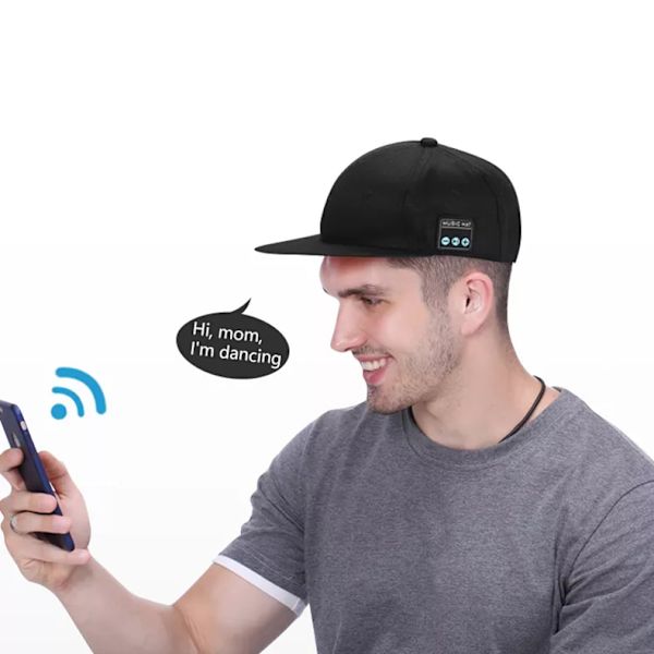Mössa med Bluetooth högtalare Justerbar Bluetooth hatt Gray