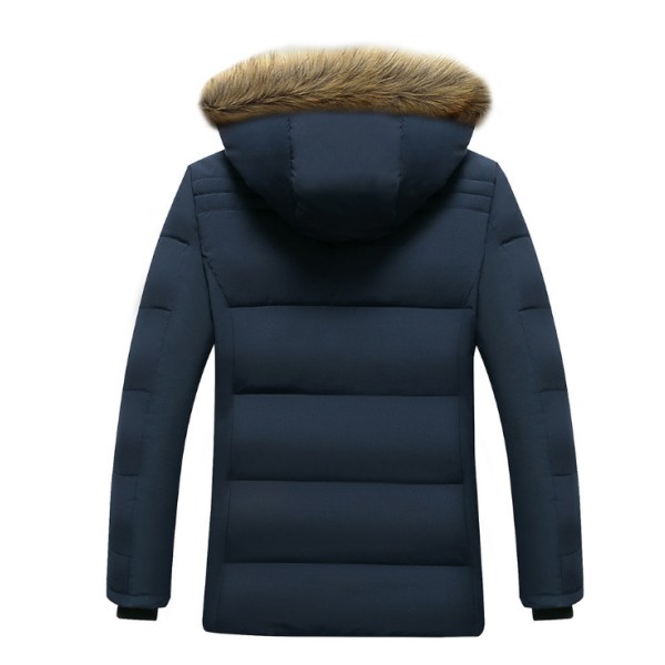 Vinterkappa för män, varm jacka med huva blue XL