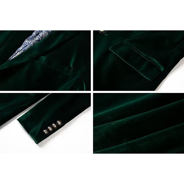 Mænds Fløjlsblazer Slim-Fit Mode Solid Suitjakke Blue M