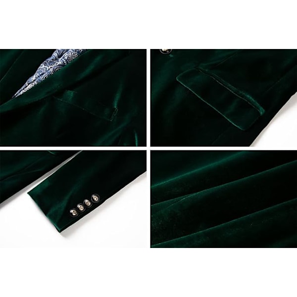 Miesten Samettitakki Slim-Fit Muodikkaat Yksiväriset Puku Takki Wine Red L