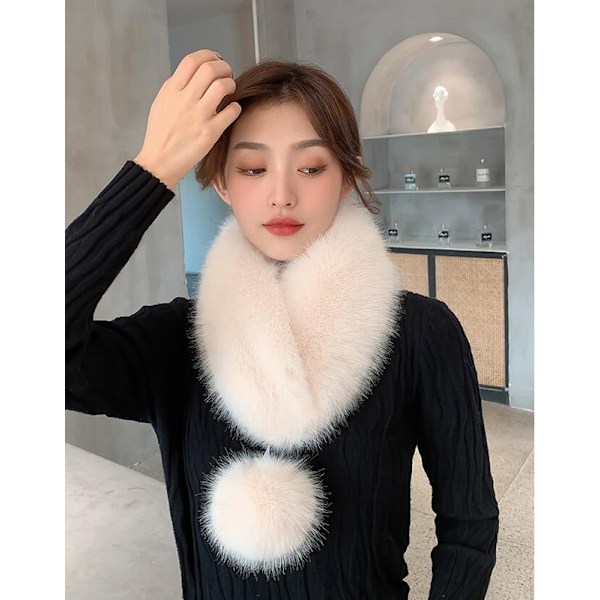 Dame Faux Fur Krage Sjal Fur Wraps Beige