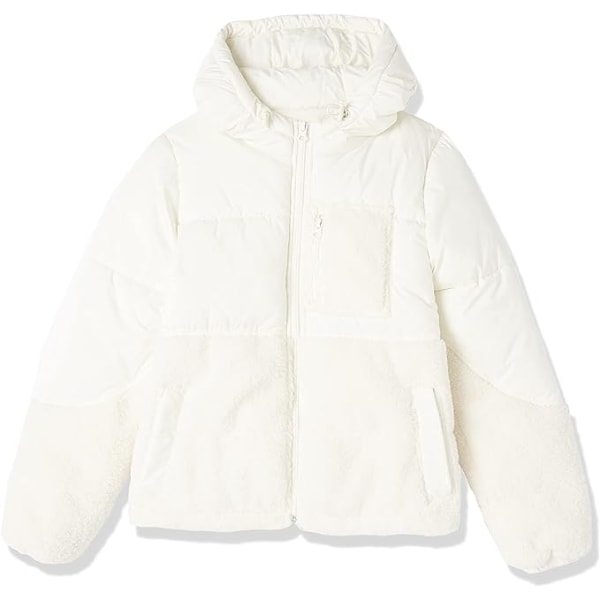 Vinterjakke til kvinder i sherpa-puffer med patchwork White M