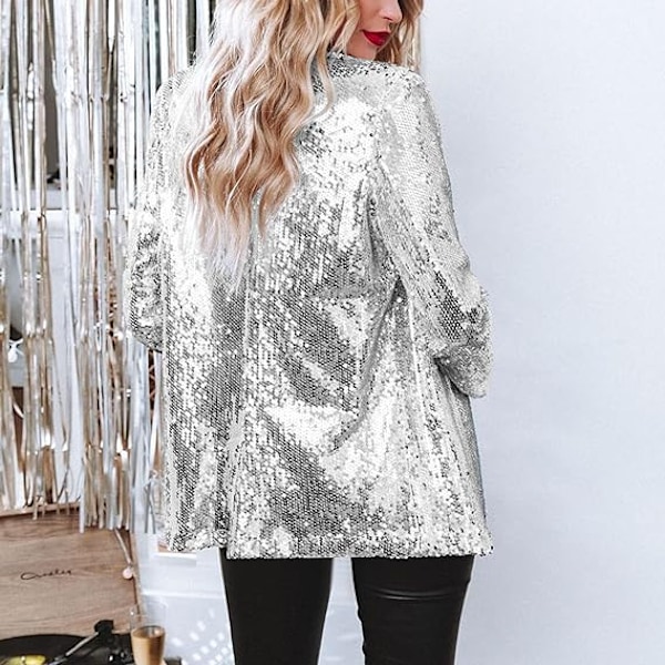 Kvinnlig Blazer, Lättviktig, Långärmad, Enknapp, Slank Blazer Silver L
