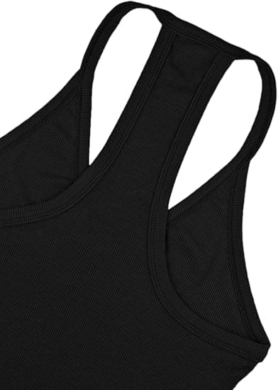 Dam Racerback Basic Tank Camisole V-ringad Slim Fit Ribbad Ärmlös Black M