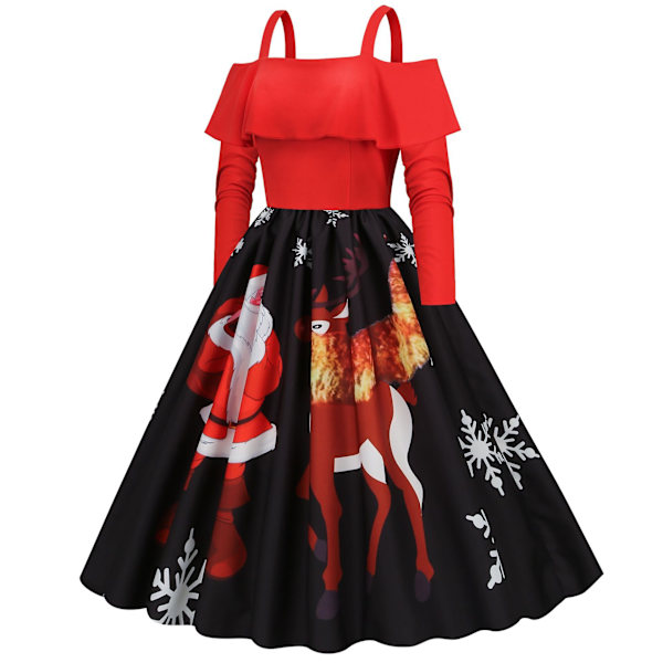 Vinter Julekjole Kvinder, Mode Dame Vintage Julefestkjole Style 1 M