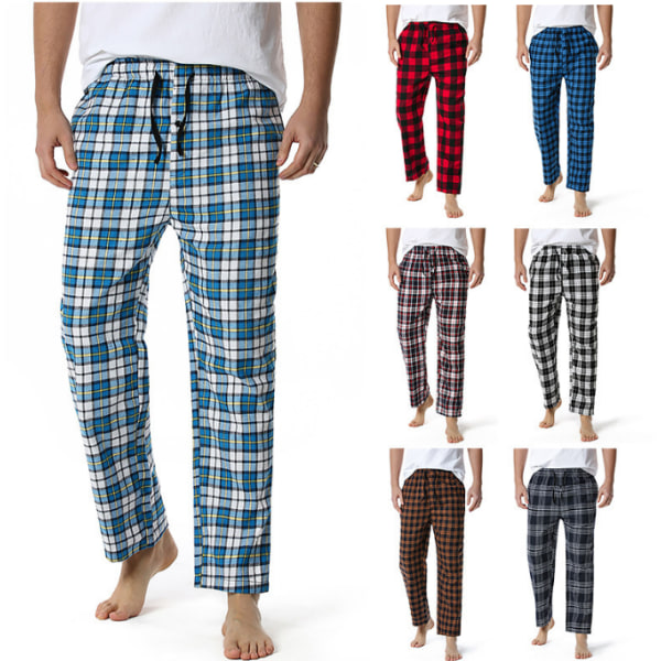 Supermjuka pyjamasbyxor i bomull för män light blue S