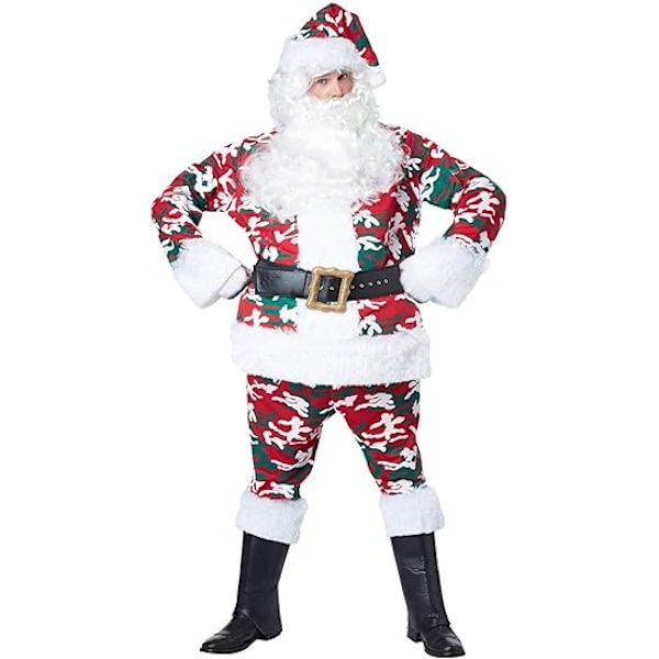 Herrarnas Kamouflagetomte - Vuxen Kostym Red 2XL