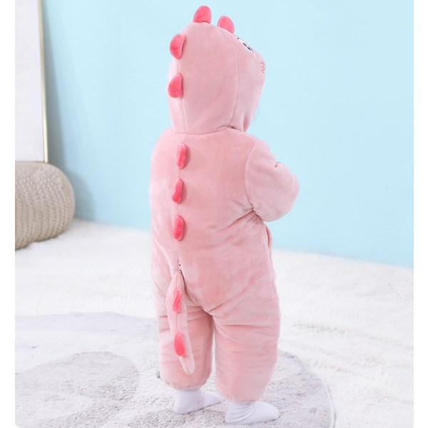 Nyfødt Baby Jumpsuit med Hetter Fleece Romper Langærmet Onesies Yttertøy Antrekk Pink 80