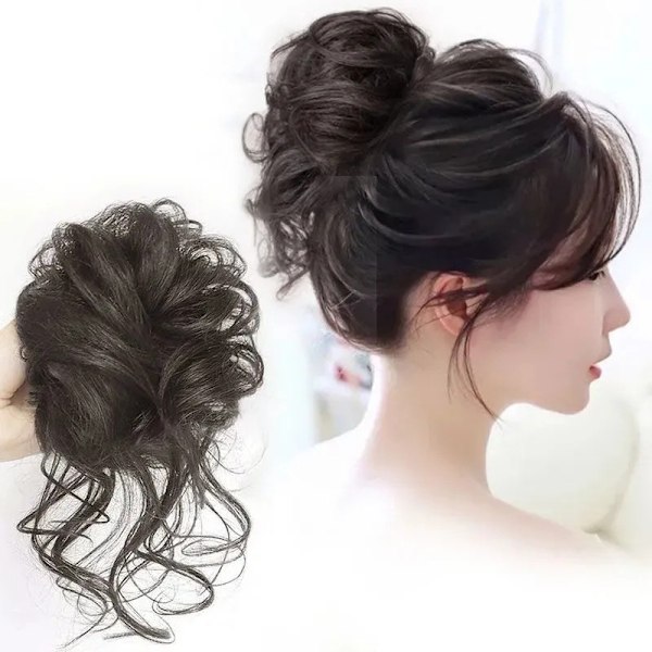 Messy Bun -hiuslisuke, Röpelöinen Updo -elastisella hiuslisukkeella light brown