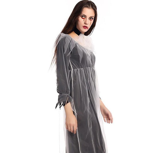 Spöksbrud Kostym Halloween Kvinna Vuxen Kostym Style2 XL