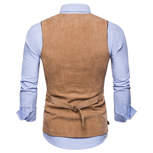 Miesten Korduroliivi V-kaula Vintage Liivi Hihaton Takki Brown XS
