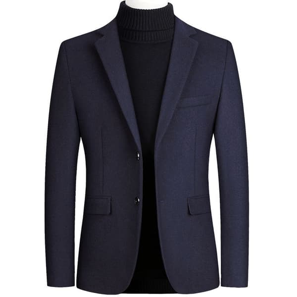 Herrejakke i britisk ullblanding, patchwork tweed Blue L