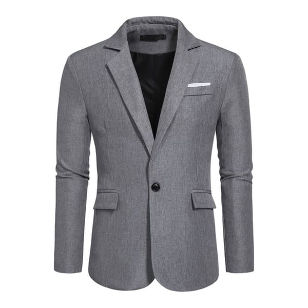 Slim fit business casual kavajer för män, enknäppt lättviktskostymjacka Grey S