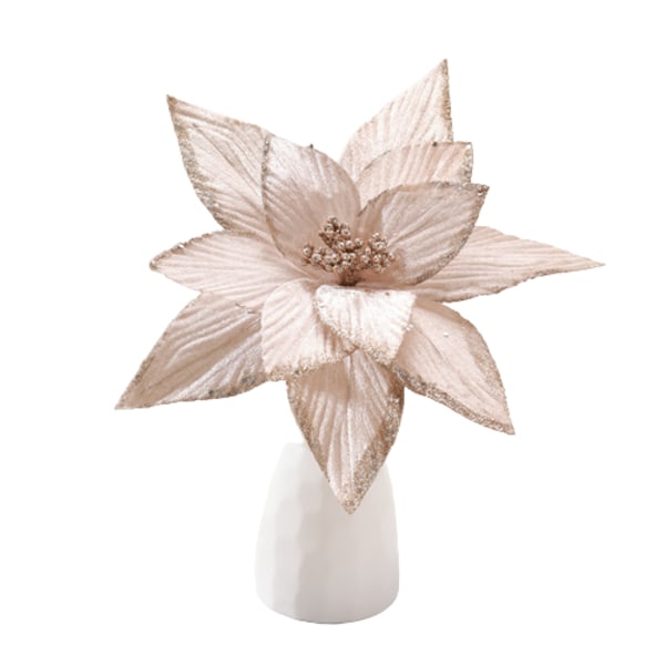 3 st juldekorationer, konstgjorda blommor Champagne