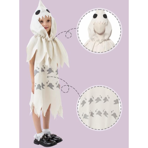 Halloween-kostyme for barn - Søt og Slem Spøkelse White XL