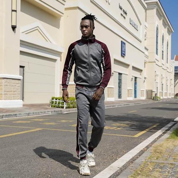 Männs Aktivkläder Hel Dragkedja Varm Träningsoverall Sportset Casual Sweat Suit grey M