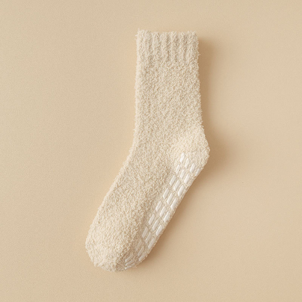 Vinter Fluffy Slippersokker, Bløde Sovesokker 1 Par Beige