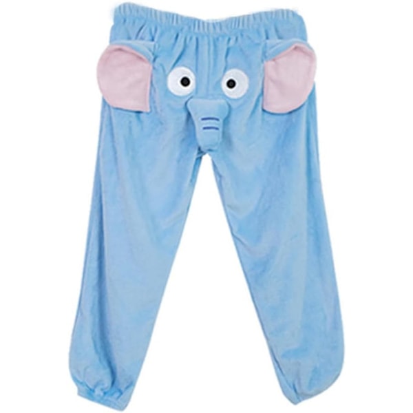 Morsomme Elefant Pyjamasbukser, Søte Tredimensjonale Par Pyjamasbukser Blue 2XL