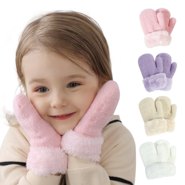Barn varma vinter fullfingerhandskar beige