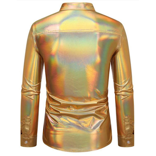 Hvit skjorte for menn med lang erme og smal passform Gold 2XL