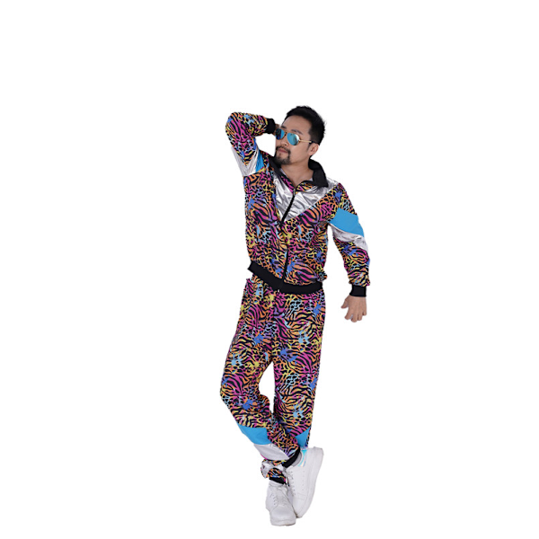 80-tals 90-tals Träningsdräkt för Män Kvinnor Retro Hip Hop Outfit Träningsset Vindjacka Set för Par Kostym polychrome M