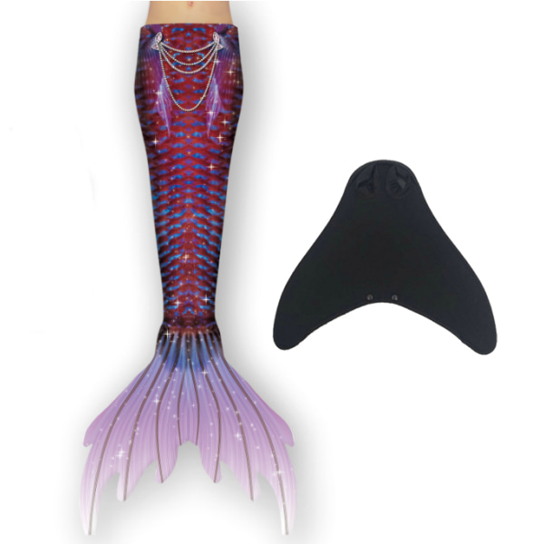 Girl Mermaid Tail med Monofin dark red 110
