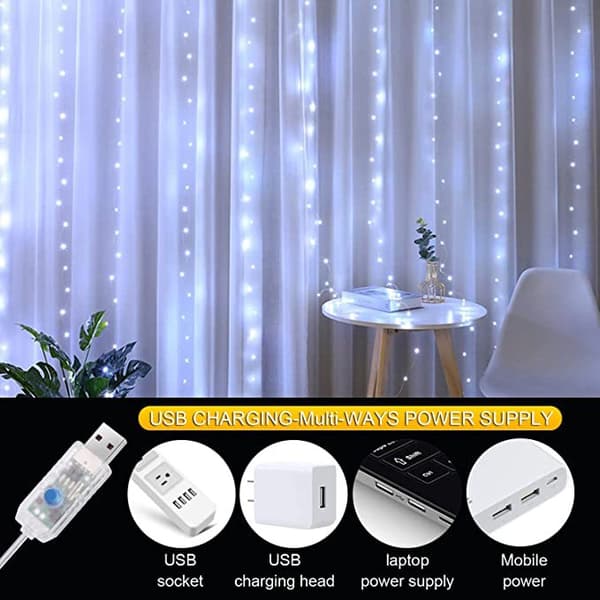 USB-drevne hengende vindu-julelys White