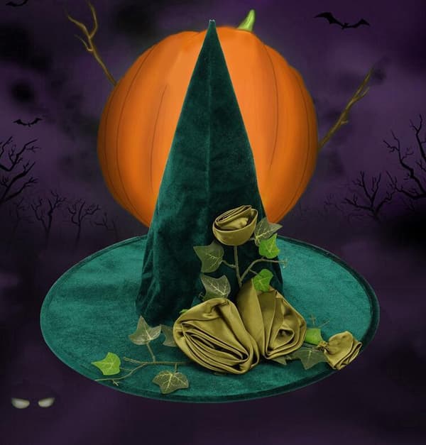 Halloween Grøn Hexehat Cosplay Magic Hat Green
